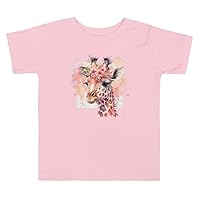 Toddler Short Sleeve Tee Baby Giraffe, Adorable T-Shirt, Animal Print, Gift Ideas Pink