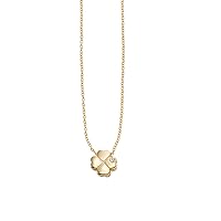 14kk Yellow Gold .005ct Diamond Clover Pendant Necklace With Extender 18 Inch Jewelry for Women