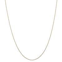 JewelryWeb 14k Gold .6 mm Carded Cable Rope Chain Necklace - Length Options: 13 16 18 20 22 24