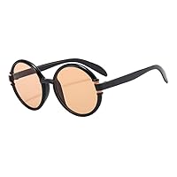Retro Round Sunglasses Men Women Plastic Frame Oversized Sun Glasses Trendy White Brown Gradient Eyewear Shades