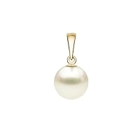 14k Yellow Gold AAAA Quality Japanese Cream Akoya Cultured Pearl Pendant for Women (8-8.5mm) - PremiumPearl