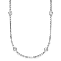 18k Gold 2mm Diamond Stations Cable Chain Necklace - 16