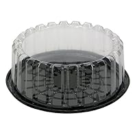 Pactiv Showcake APET Plastic Round Cake Container Black/Clear, 9.25