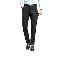Men's Straight Leg Dress Pants Modern-fit Dress Pants Classic Elastic Waist Solid Color Business Formal Pants Trousers