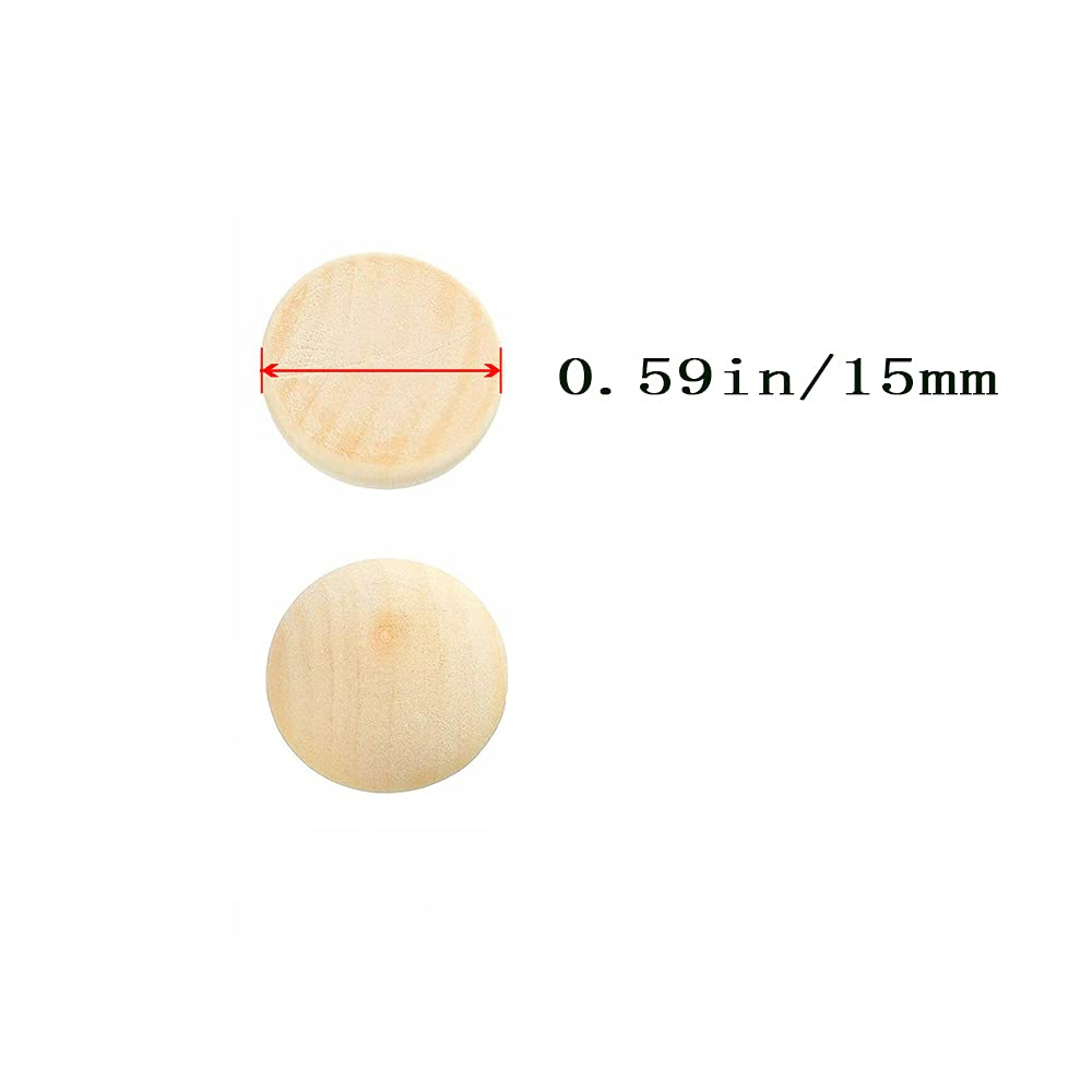 100pcs Half Wood Balls Unfinished Natural Half Ball Split Wood Balls for DIY Projects, Kids Arts and Craft Supplies (15mm)