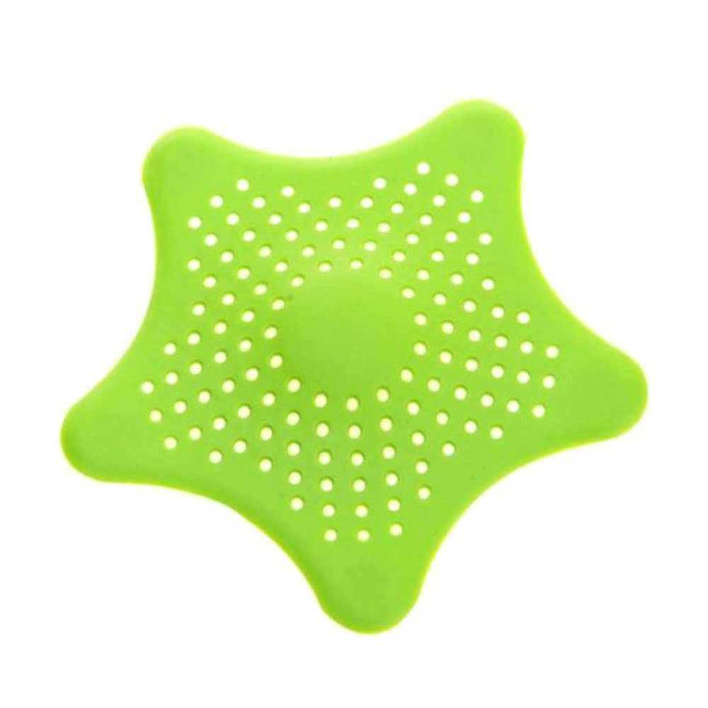 1PCS 15×13cm Bathtub Shower Floor Silicone Drain Stopper Five-pointed Star Kitchen Sink Mesh Filter,Green