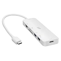 Monoprice 6-in-1 USB Type-C Multiport 4K HDMI Adapter - 4K@60Hz Max Resolution, 5Gbps, Card Readers, 100 Watts PD, 6.7 Inch USB-C Cable, Plug-n-Play, Compact and Lightweight, White