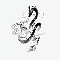 5 pcs Zodiac Dragon Herbal Juice Tattoo Stickers For Men, Long-Lasting, Leg, Arm, Chest, Non-Reflective, Scar Covering