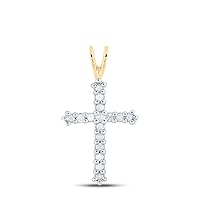 10K Yellow Gold Diamond Cross Faith Necklace Pendant 1/4 Ctw.