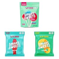 SmartSweets Plant Based Candy Bundle - Lollipops, Blue Raspberry & Watermelon - Peach Rings Sour Gummy Candy - Sweet Fish Gummy Candy - Low Sugar Candy, Plant-Based, Low Calorie Snack