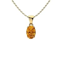 Diamondere Natural and Certified AAAA Oval Cut Gemstone Unique Necklace in 14k Solid Gold | 0.60 Carat Pendant with Chain