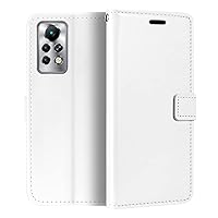 for Infinix Note 11 Pro Case, Premium PU Leather Magnetic Flip Case Cover with Card Holder and Kickstand for Infinix Note 11S (6.95”), White