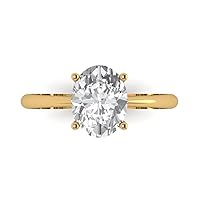 Clara Pucci 2.0 ct Oval Cut Solitaire Genuine Moissanite Engagement Wedding Bridal Promise Anniversary Ring in 14k Yellow Gold for Women
