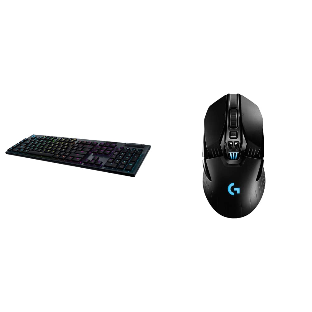 Logitech G915 Wireless Mechanical Gaming Keyboard (Tactile) - Black & 03 Lightspeed Wireless Gaming Mouse W/Hero 25K Sensor, PowerPlay Compatible, 140+ Hour, Black