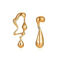 Earrings for Women Asymmetric Water Drop Earrings Irregular Earrings Hanging Silver 925 Stylish Simplicity Teardrop Hoop Earrings Women Stud Earrings Jewellery for Party Wedding