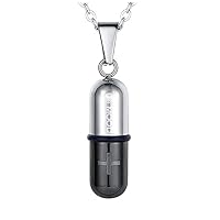 ZLXL427 Stainless Steel Pills Capsule Necklace Pendant Drug Medication Openable Ash Cremation Jewelry Four Colors BFBLD (Metal Color : Black)