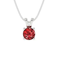 Clara Pucci 0.55ct Round Cut unique Fine jewelry Natural Scarlet Red Garnet Gem Solitaire Pendant With 18