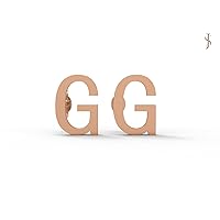 925 Sterling Silver Rose Gold Vermeil 26 Alphabet A to Z Initial Stud for Girl Women Personalized Capital Letter Earrings Jewelry