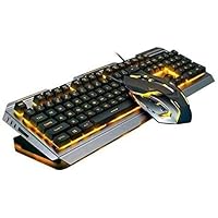 Keyboard Yellow Light Keyboard USB Wired Ergonomic Backlit Mechanical Gaming Keyboard Competitive Office with Mouse TungstenAlloys