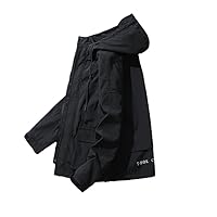 Cargo Jacket Mens Hip Hop Loose Streetwear Spring Oversize Cargo Coats Outwear Hooded Windbreaker