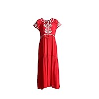 Bohemian Maxi Dress Embroidery V-Neck Tassel Women Dresses Short Sleeve Summer Dress Casual Beach Vestidos
