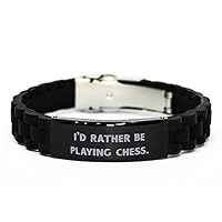 Unique Idea Chess Black Glidelock Clasp Bracelet, I'd Rather Be Playing Chess, Present for Friends, Epic Gifts from
