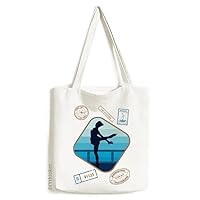 Female Skating Winter Sport Illustration Stamp Shopping Ecofriendly Storage Canvas Tote Bag