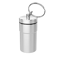 EZY DOSE Keychain Pill Box and Medicine, Vitamin Container | Safe for Money & Travel Items | Stainless Steel | 2 Keys with Lock | Large,Silver,70063