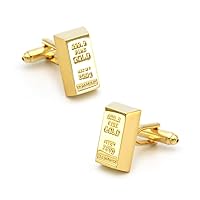 Golden Bar Cuff Links Quality Brass Material 18K Gold Plating Brick Design Cufflinks with Gift Box