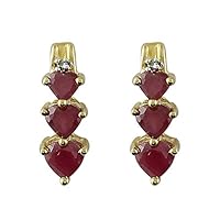 Gf Ruby Heart Shape Gemstone Jewelry 10K, 14K, 18K Yellow Gold Stud Earrings For Women/Girls