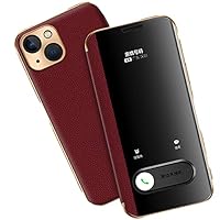 Case for iPhone 13 Mini/13/13 Pro/13 Pro Max, PU Leather Flip Case Cover with Window View Function Kickstand Camera Protection,Red,13pro 6.1