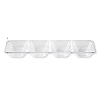 Creative Converting Rectangular 4 Compartment Plastic Tray, One Size, Clear