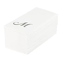 Restaurantware Luxenap 15.8 X 7.9 Inch Linen-Feel Guest Towels 2000 Lettered Hand Towels - Silver Letter 'M' Cursive Font White Paper Dinner Napkins airlaid For Restrooms And Tables