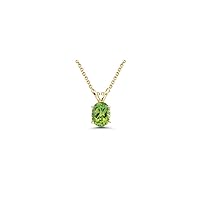 August Birthstone - Natural Oval Peridot Solitaire Pendant in 14K Yellow Gold Available in 6x4mm - 12x10mm