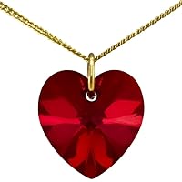 Lua Joia Heart Necklace Birthstone Pendant Birth Month Austrian Crystal & Long Gold Chain - Anti Tarnish Jewelry Gift for Wife, Birthday, Daughter, Mother’s Day, Anniversary & Valentine’s