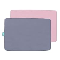 Pack and Play Sheet Fitted, 2 Pack Portable Playard | Mini Crib Sheets, Ultra Soft Microfiber Pack and Play Sheets, Gray & Pink, Preshrunk