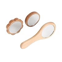 Hand-held plum blossom small round mirror make-up wooden mirror girls makeup mirror portable compact dressing mirror