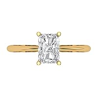 Clara Pucci 1.0 ct Radiant Cut Solitaire Genuine Moissanite Engagement Wedding Bridal Promise Anniversary Ring in 14k Yellow Gold