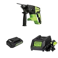 GreenWorks 24V Brushless SDS 2J Rotary Hammer, 2.0Ah (USB Hub) Battery and Charger Included