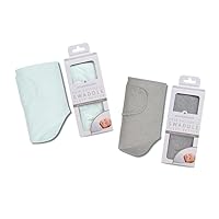 Miracle Blanket Swaddle Wrap - Newborn Essential Baby Blanket - Soft Sleep Sack Ideal for Newborns and Infants (Mint and Solid Heather Gray)