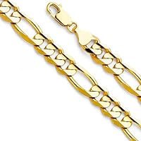 14K Gold 9.5mm Figaro 3+1 Concave Chain - Length: 8.5