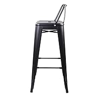 GIA 30-Inch Low-Back Bar Stool, Qty of 1, Matte Black with Metal Seat