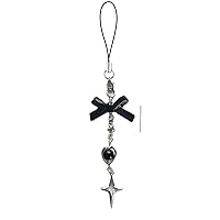 Black Bow Phone Charm Aesthetic Y2K Cell Phone Charms Strap Accessories for Keychain Camera
