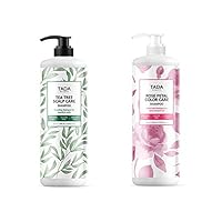 Shampoo | Shampoo for Color Treated Hair and Sensitive Scalp | 1000ml (Assorted (Rose & Tea Tree), 2PK (33.81 fl oz/ea))