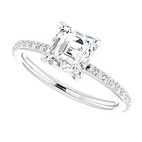 925 Silver, 10K/14K/18K Solid Gold Moissanite Engagement Ring,1.0 CT Asscher Cut Handmade Solitaire Ring, Diamond Wedding Ring for Women/Her Anniversary Ring, Birthday Ring,VVS1 Colorless Gift