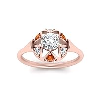 Choose Your Gemstone Round Antique Star Ring Rose Gold Plated Round Shape Vintage Engagement Rings Ornaments Surprise for Wife Symbol of Love Clarity Comfortable US Size 4 to 12