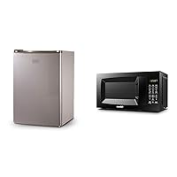 BLACK+DECKER BCRK25V Compact Refrigerator Energy Star Single Door Mini Fridge with Freezer & COMFEE' EM720CPL-PMB Countertop Microwave Oven with Sound On/Off