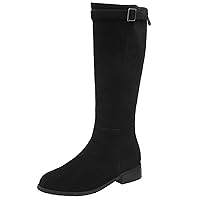 Ladies Round Toe Fashion Mid Heel Equestrian Tall Boots