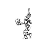 925 Sterling Silver Girl Volleyball Player Charm Pendant Necklace Measures 18x10.5mm Jewelry for Women
