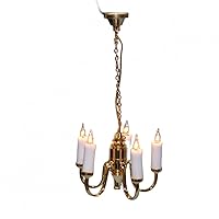 Melody Jane Dollhouse Gold 5 Arm Candle Chandelier 12V Electric Lighting